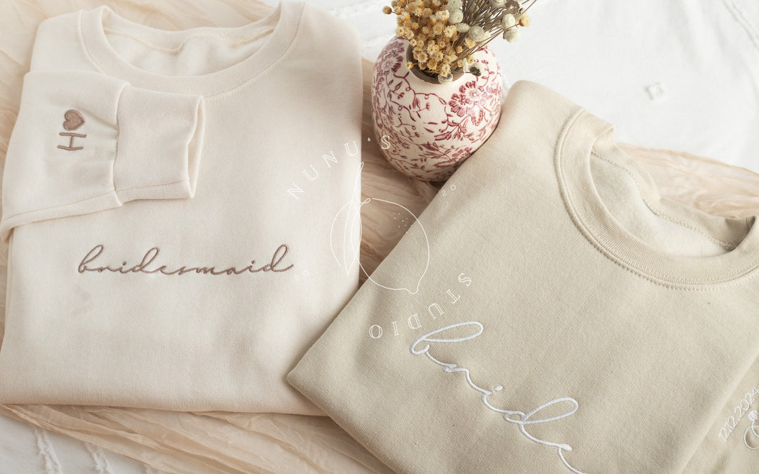 Embroidered Bridesmaid Crewneck Sweatshirt, Maid of Honor Gifts, Bridal Party Gifts, Bachelorette Party Sweatshirt, Embroidered MMC196C X