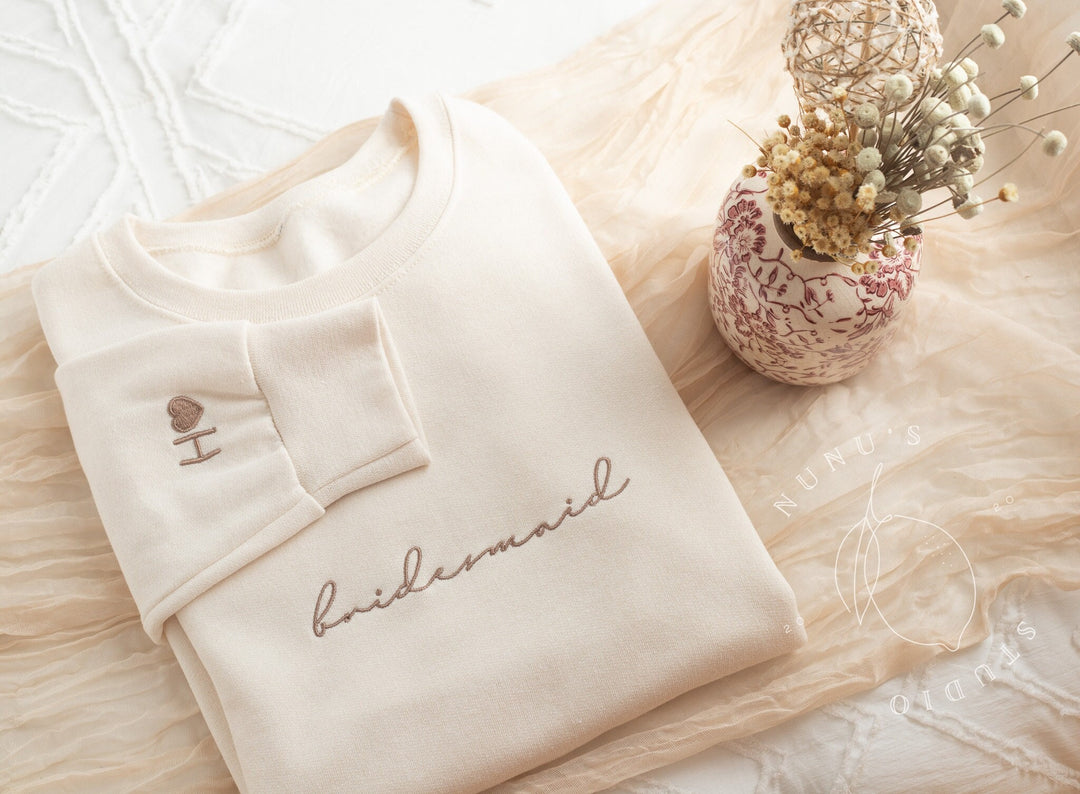 Embroidered Bridesmaid Crewneck Sweatshirt, Maid of Honor Gifts, Bridal Party Gifts, Bachelorette Party Sweatshirt, Embroidered MMC196C X