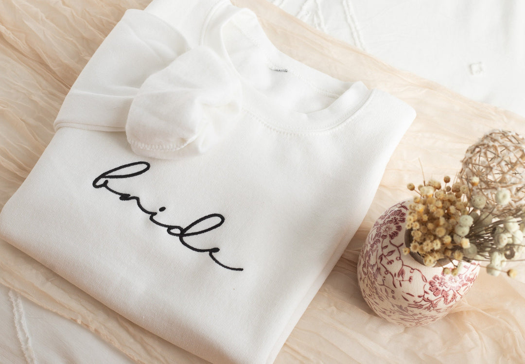 Embroidered Bride Crewneck Sweatshirt, Bride To Be Gifts, Future Mrs. Gift, Engagement Gift, Bridal Shower Gift, Gifts for Bride, MMC196C X