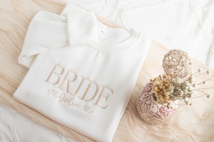 Embroidered Bride Sweatshirt, Personalized Bride Gifts, Bridal Shower Gift, Bride Be Gift, Future Mrs Gifts, Honeymoon Sweatshirt BPC250C X