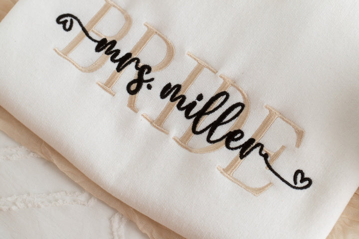 Embroidered Bride Sweatshirt, Bride Gift, Bridal Shower Gift, Bride Be Gift, Future Mrs Gift, Bride Gift, Personalized Bride Gift MXC250C X