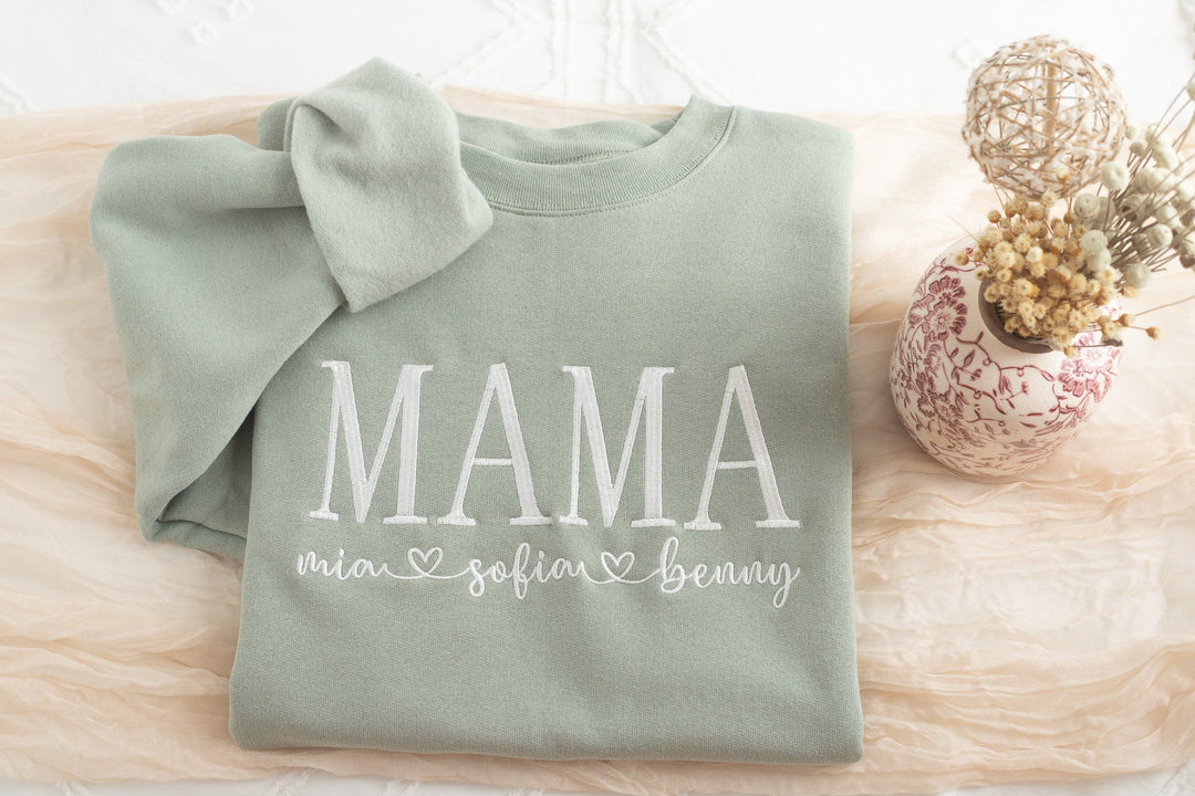 Custom Embroidered Mama Sweatshirt, Sleeve Mama Grammy Embroidered Crew, Embroidered Mom mama Grandmother Sweatshirt Kids Names MAC250C X