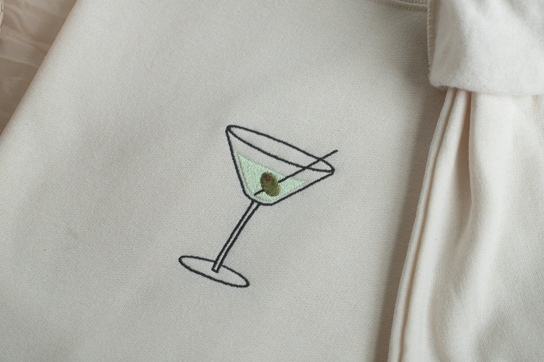 Embroidered Martini Sweatshirt, Embroidered Martini Crewneck, Cute Sweatshirts Women, Trendy Crewneck, Bachelorette Party Gift, MART-C-97