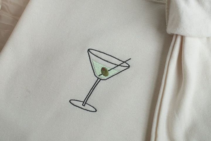 Embroidered Martini Sweatshirt, Embroidered Martini Crewneck, Cute Sweatshirts Women, Trendy Crewneck, Bachelorette Party Gift, MART-C-97
