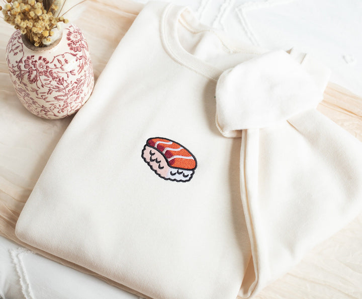 Embroidered Sushi Sweatshirt, Embroidered Sushi Crewneck, Cute Sweatshirts for Women, Trendy Crewneck, Foodie Gifts SUSH-C-97