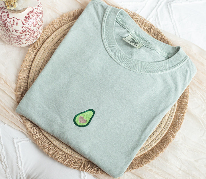 Embroidered Avocado Comfort Colors® Tshirt, Embroidered Avocado Tshirt for Women, Embroidered, Foodie Tshirt, Foodie Gifts, AVO-C-97