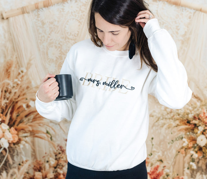 Embroidered Bride Sweatshirt, Bride Gift, Bridal Shower Gift, Bride Be Gift, Future Mrs Gift, Bride Gift, Personalized Bride Gift MXC250C X