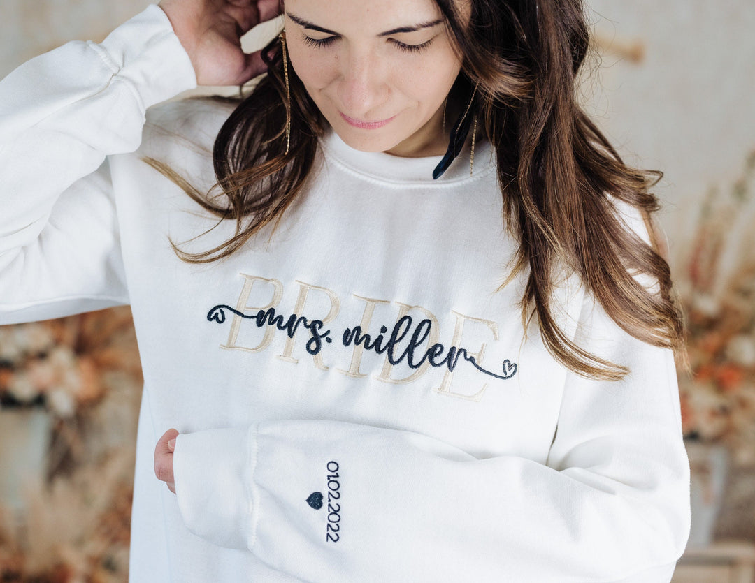 Embroidered Bride Sweatshirt, Bride Gift, Bridal Shower Gift, Bride Be Gift, Future Mrs Gift, Bride Gift, Personalized Bride Gift MXC250C X
