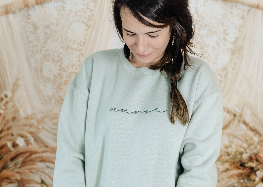 Embroidered Nurse Sweatshirt, Minimalist Nurse Crewneck, Nurse Graduation Gift, Gifts for Nurse, Registered Nurse, Cute Nurse NUR-C-196