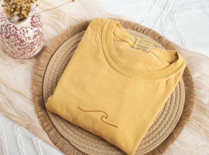 Embroidered Wave Tshirt, Embroidered Surf tshirt, Embroidered Summer Tshirt, Embroidered Boho Shirt, Trendy Tshirts Women, Summer WAVE-C-97