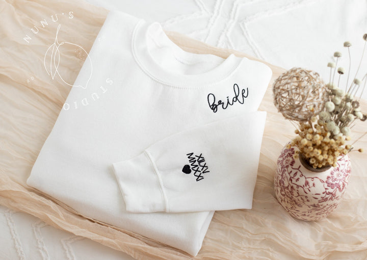 Custom Embroidered Bridesmaid, Collar Embroidered Bridesmaid Sweatshirt, Bridal Party Gift, Bridesmaid Maid of Honor Gift BPN97C X