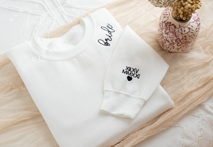 Custom Embroidered Bridesmaid, Collar Embroidered Bridesmaid Sweatshirt, Bridal Party Gift, Bridesmaid Maid of Honor Gift BPN97C X