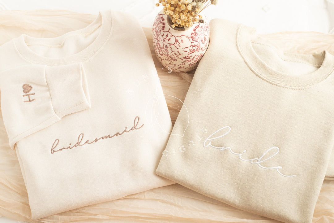 Embroidered Bridesmaid Crewneck Sweatshirt, Maid of Honor Gifts, Bridal Party Gifts, Bachelorette Party Sweatshirt, Embroidered MMC196C X