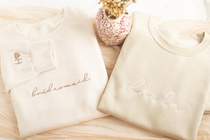 Embroidered Bridesmaid Crewneck Sweatshirt, Maid of Honor Gifts, Bridal Party Gifts, Bachelorette Party Sweatshirt, Embroidered MMC196C X