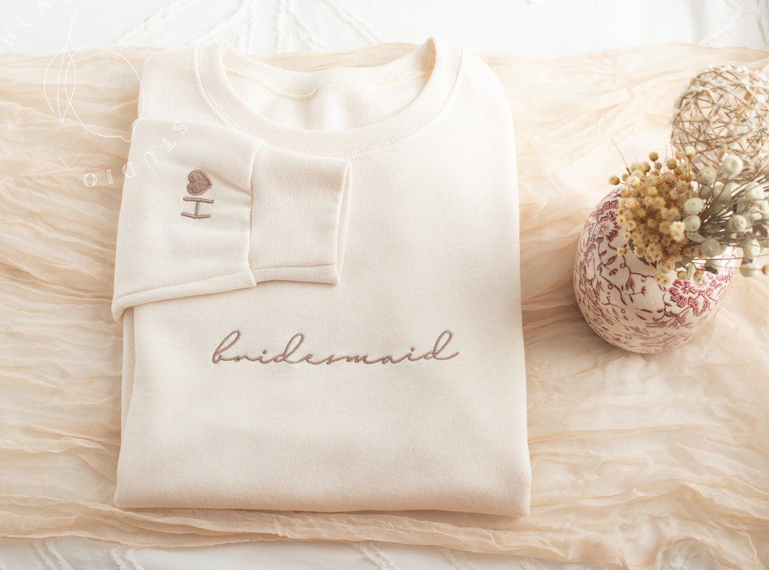 Embroidered Bridesmaid Crewneck Sweatshirt, Maid of Honor Gifts, Bridal Party Gifts, Bachelorette Party Sweatshirt, Embroidered MMC196C X