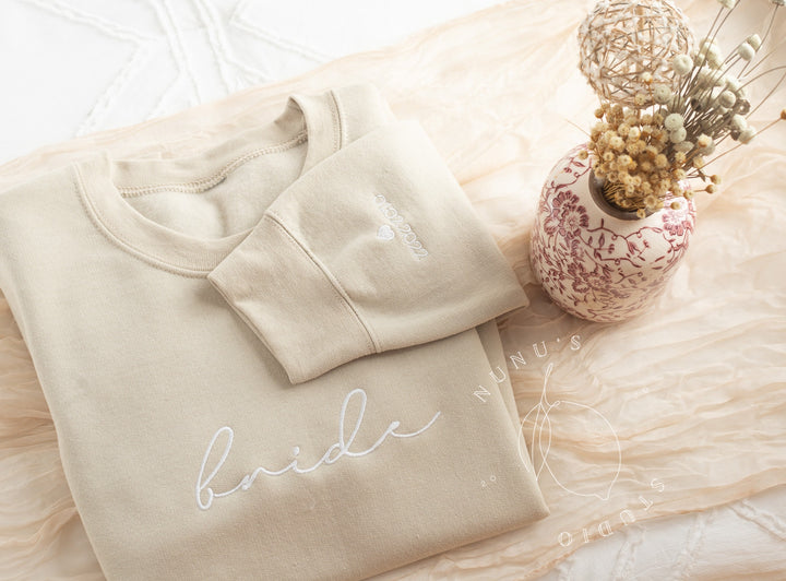 Embroidered Bride Crewneck Sweatshirt, Bride To Be Gifts, Future Mrs. Gift, Engagement Gift, Bridal Shower Gift, Gifts for Bride, MMC196C X