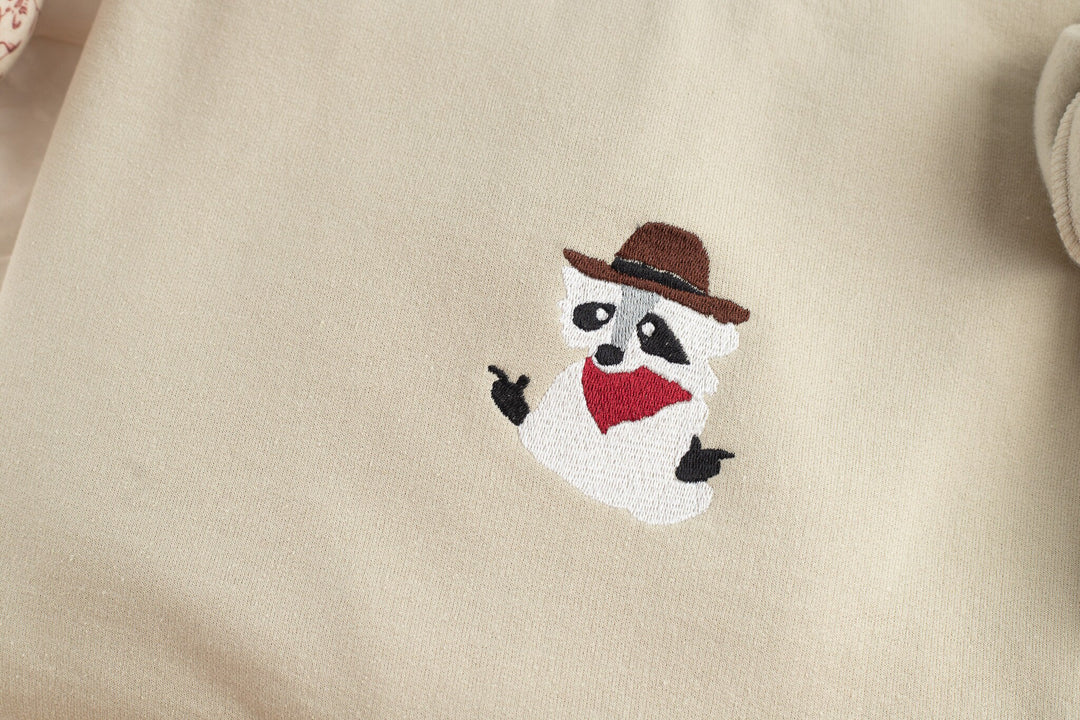 Embroidered Raccoon Cowboy Sweatshirt, Embroidered Raccoon Sweatshirt, Cute Sweatshirts for Women, Cowboy Sweatshirt, Cowgirl RACC-C-97