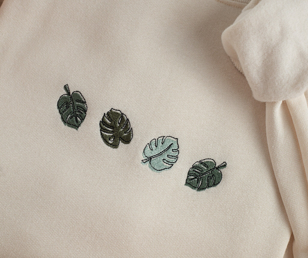 Embroidered Monstera Plant Sweatshirt, Embroidered Plant Lover Sweatshirt, Gardening Sweatshirt, Gardening Gifts, MONS-C-196