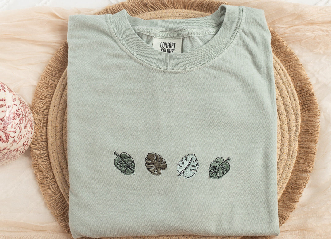 Embroidered Monstera Plant Tshirt, Embroidered Gardening Tshirt, Plant Lover Shirt, Gardener Gifts, Gardening Gifts, Plant Love, MONS-C-196