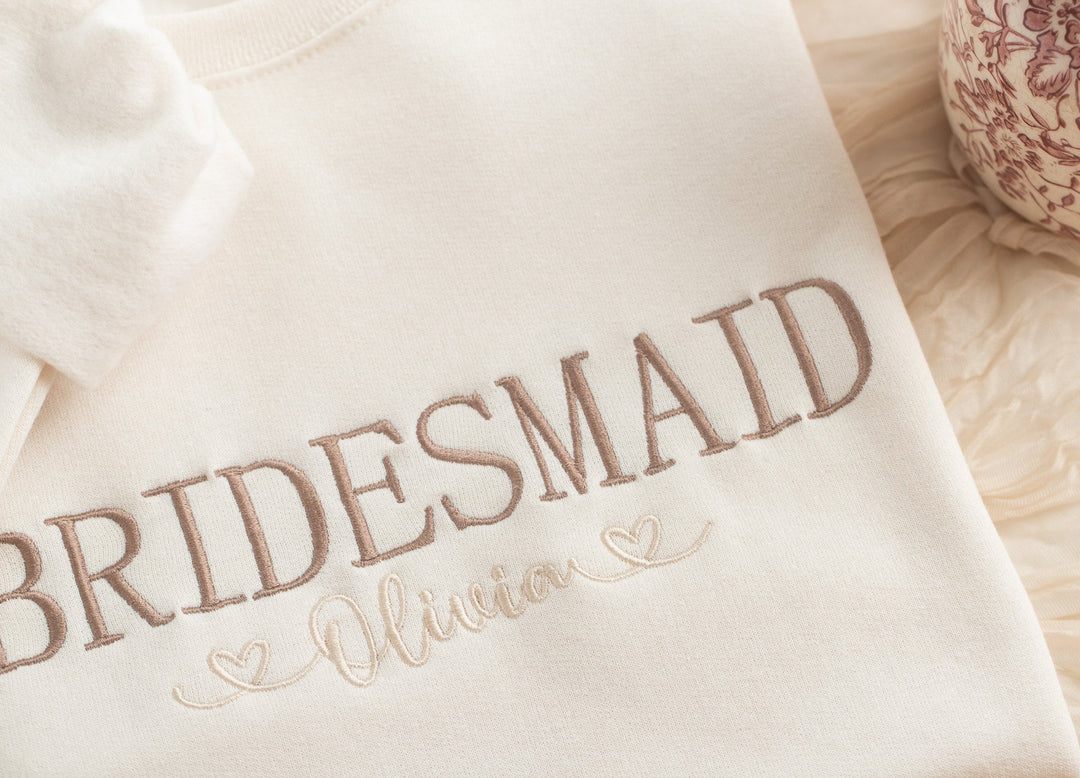 Embroidered Bridesmaid Sweatshirt, Maid of Honor Gifts, Bridal Party Gifts, Bachelorette Party Sweatshirt, Bridesmaid Proposal BPC250C X