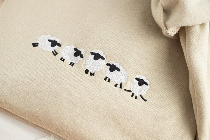 Embroidered Sheep Sweatshirt, Embroidered Sheep Sweatshirt, Cute Sweatshirts for Women & Men, Trendy Crewneck, Funny Gifts, SHEEP-C-196