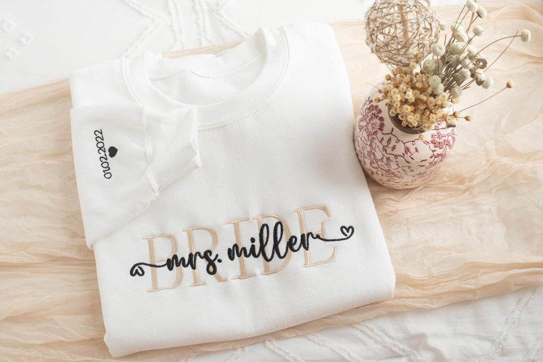 Embroidered Bride Sweatshirt, Bride Gift, Bridal Shower Gift, Bride Be Gift, Future Mrs Gift, Bride Gift, Personalized Bride Gift MXC250C X