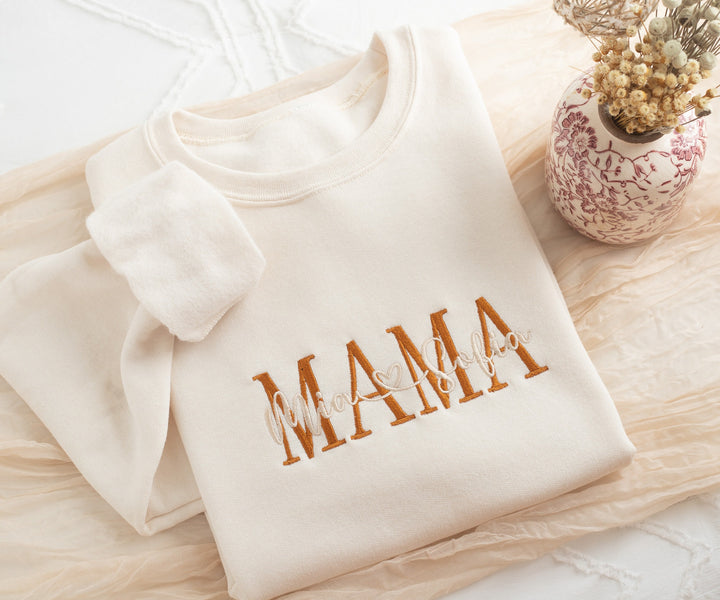 Custom Embroidered Mama Sweatshirt, Sleeve Mama Grammy Embroidered Crew, Embroidered Mom Grandmother Sweatshirt with Kids Names MZC250C X