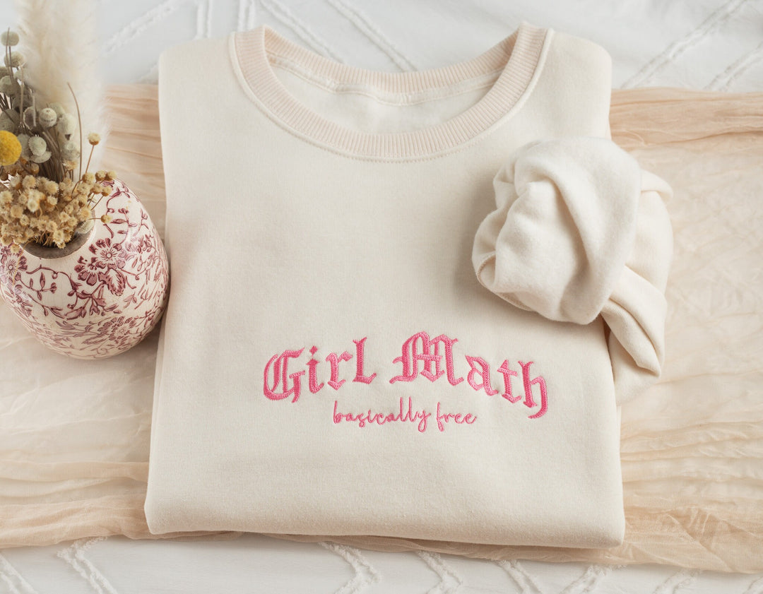 Embroidered Girl Math Sweatshirt, Embroidered girl math Sweatshirt, Funny Sweatshirt, Girl Math Sweatshirt, Trendy Crewneck GIRLM-C-196