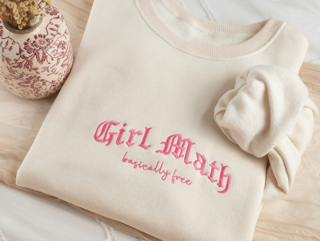Embroidered Girl Math Sweatshirt, Embroidered girl math Sweatshirt, Funny Sweatshirt, Girl Math Sweatshirt, Trendy Crewneck GIRLM-C-196