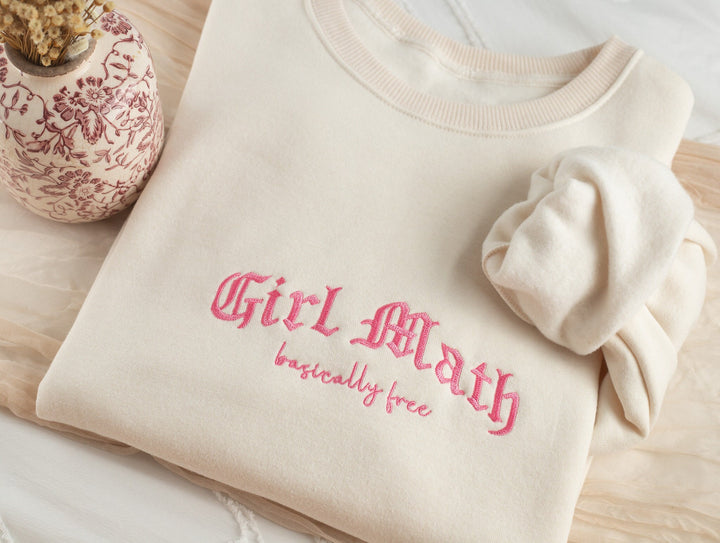 Embroidered Girl Math Sweatshirt, Embroidered girl math Sweatshirt, Funny Sweatshirt, Girl Math Sweatshirt, Trendy Crewneck GIRLM-C-196