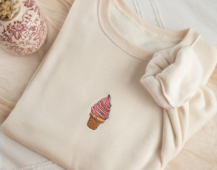 Embroidered Ice Cream Sweatshirt, Embroidered Ice Cream Crewneck, Summer Gift, Cute Summer Sweatshirt, ICEC-C-97