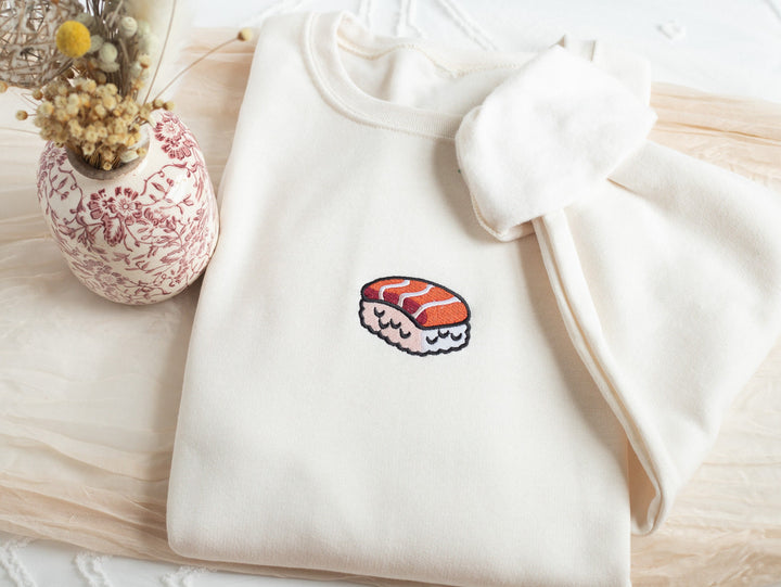 Embroidered Sushi Sweatshirt, Embroidered Sushi Crewneck, Cute Sweatshirts for Women, Trendy Crewneck, Foodie Gifts SUSH-C-97