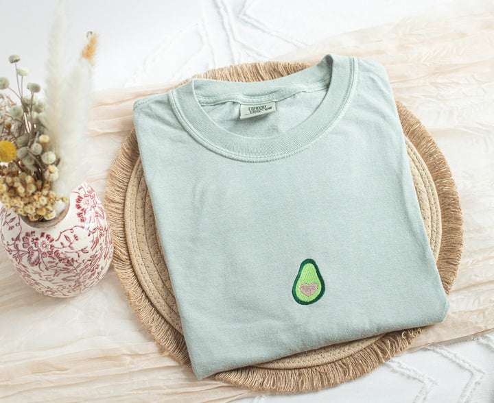 Embroidered Avocado Comfort Colors® Tshirt, Embroidered Avocado Tshirt for Women, Embroidered, Foodie Tshirt, Foodie Gifts, AVO-C-97