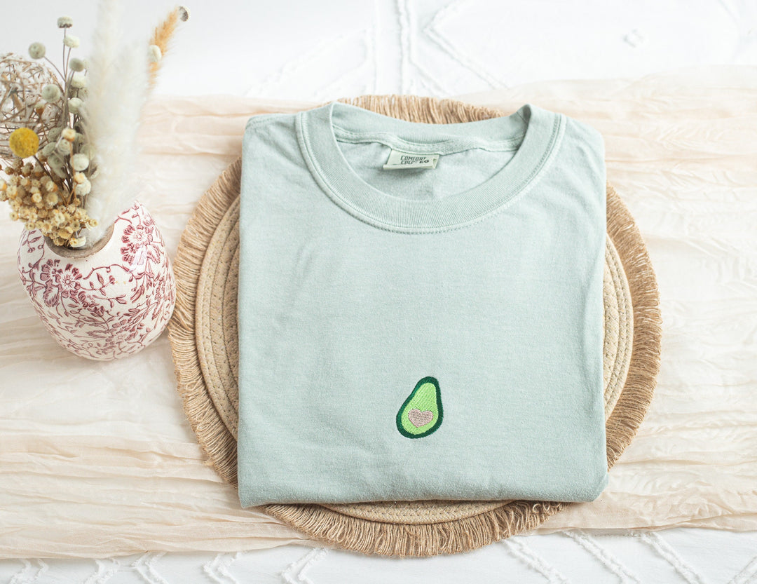 Embroidered Avocado Comfort Colors® Tshirt, Embroidered Avocado Tshirt for Women, Embroidered, Foodie Tshirt, Foodie Gifts, AVO-C-97