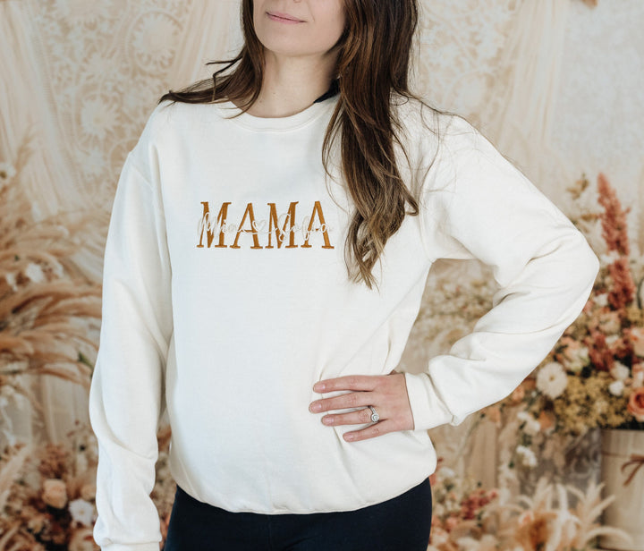 Custom Embroidered Mama Sweatshirt, Sleeve Mama Grammy Embroidered Crew, Embroidered Mom Grandmother Sweatshirt with Kids Names MZC250C X