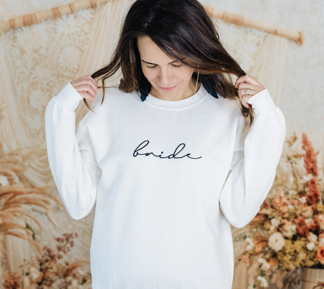 Embroidered Bride Sweatshirt Personalized Engagement Gift, Bride To Be Gifts Engagement Gift, Bridal Shower Gift, MMC196C X
