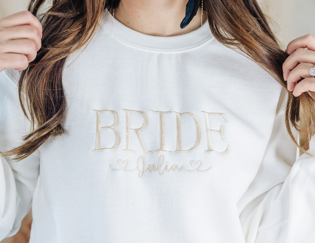 Embroidered Bride Sweatshirt, Personalized Bride Gifts, Bridal Shower Gift, Bride Be Gift, Future Mrs Gifts, Honeymoon Sweatshirt BPC250C X