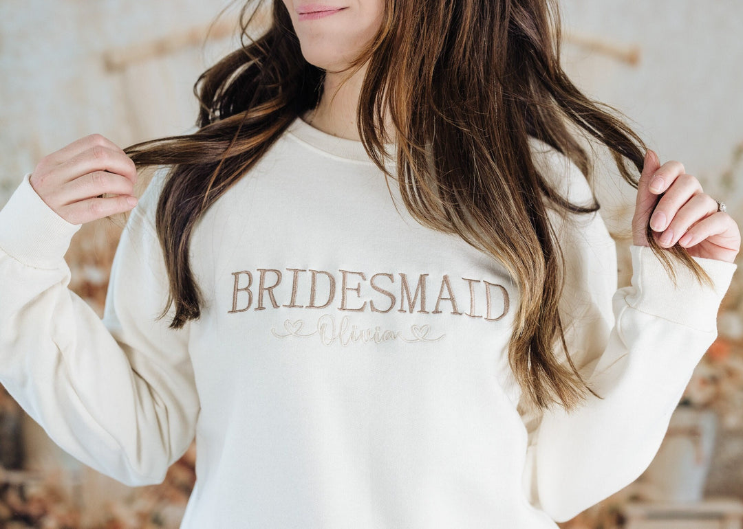 Embroidered Bridesmaid Sweatshirt, Maid of Honor Gifts, Bridal Party Gifts, Bachelorette Party Sweatshirt, Bridesmaid Proposal BPC250C X