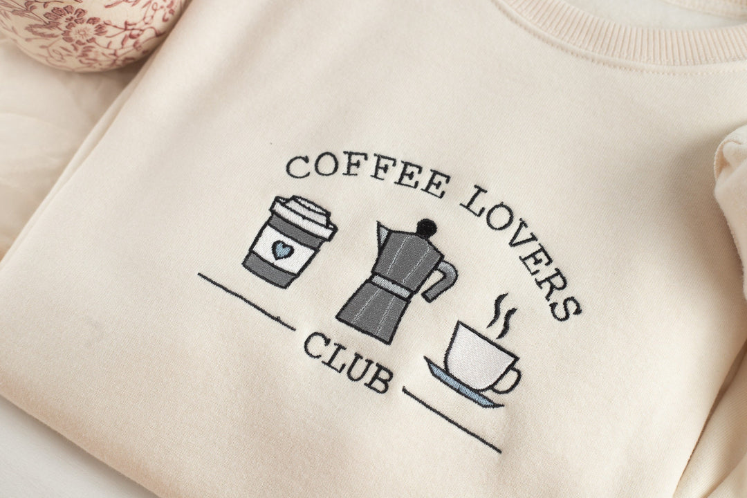 Embroidered Coffee Lovers Sweatshirt, Embroidered Coffee Crewneck, Gifts for Coffee Lover, Coffee Addiction Sweatshirt, COF-C-196