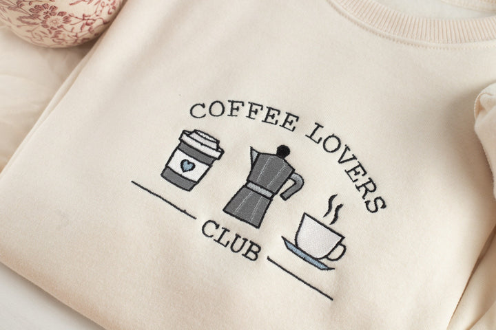 Embroidered Coffee Lovers Sweatshirt, Embroidered Coffee Crewneck, Gifts for Coffee Lover, Coffee Addiction Sweatshirt, COF-C-196