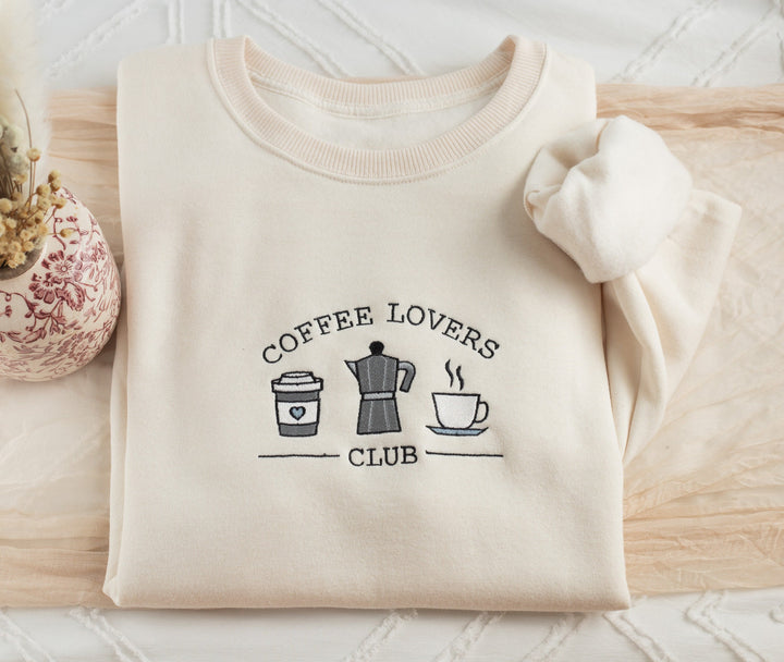 Embroidered Coffee Lovers Sweatshirt, Embroidered Coffee Crewneck, Gifts for Coffee Lover, Coffee Addiction Sweatshirt, COF-C-196