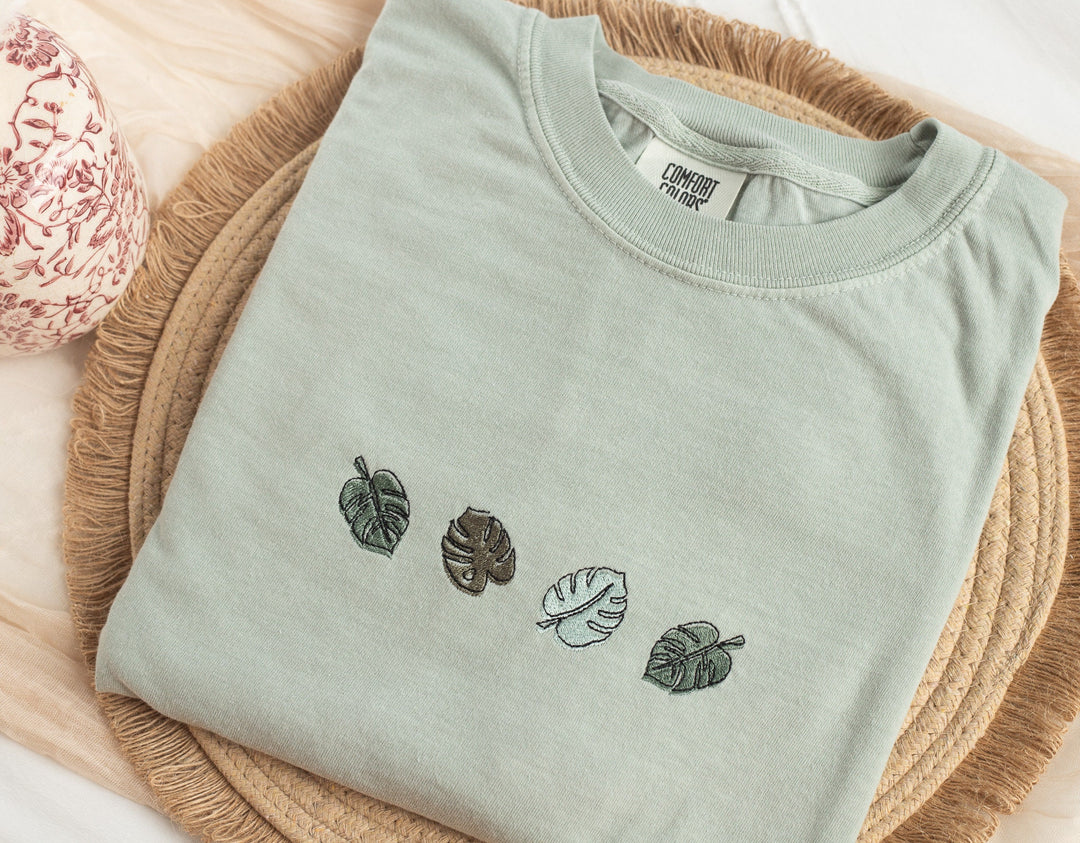 Embroidered Monstera Plant Tshirt, Embroidered Gardening Tshirt, Plant Lover Shirt, Gardener Gifts, Gardening Gifts, Plant Love, MONS-C-196