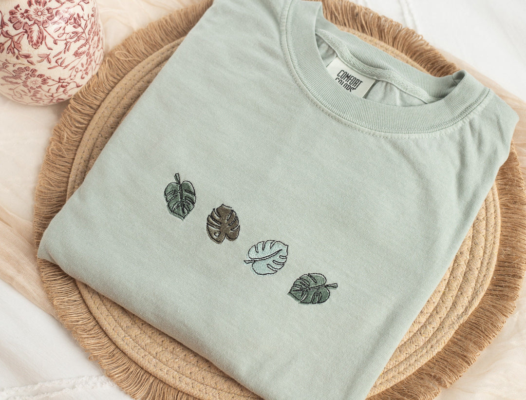 Embroidered Monstera Plant Tshirt, Embroidered Gardening Tshirt, Plant Lover Shirt, Gardener Gifts, Gardening Gifts, Plant Love, MONS-C-196