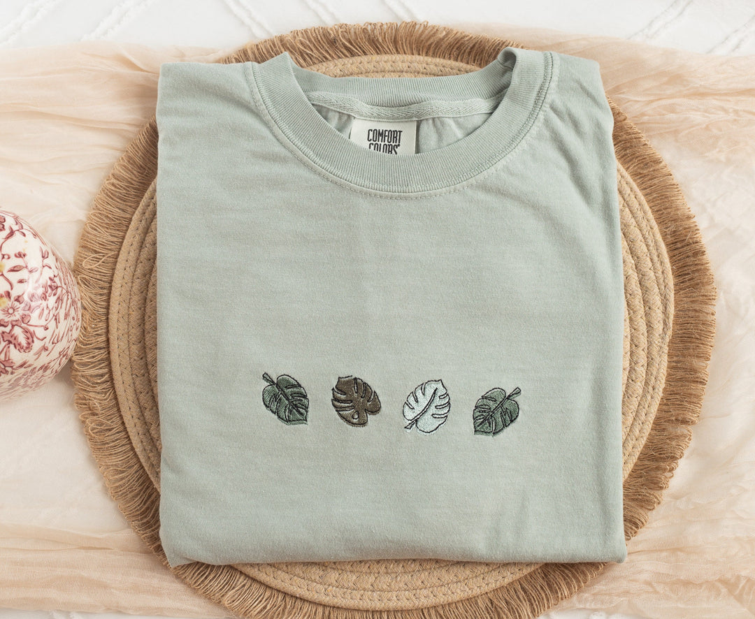 Embroidered Monstera Plant Tshirt, Embroidered Gardening Tshirt, Plant Lover Shirt, Gardener Gifts, Gardening Gifts, Plant Love, MONS-C-196