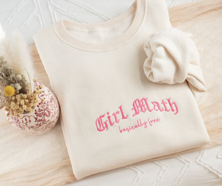 Embroidered Girl Math Sweatshirt, Embroidered girl math Sweatshirt, Funny Sweatshirt, Girl Math Sweatshirt, Trendy Crewneck GIRLM-C-196