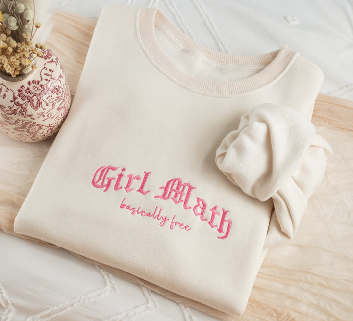 Embroidered Girl Math Sweatshirt, Embroidered girl math Sweatshirt, Funny Sweatshirt, Girl Math Sweatshirt, Trendy Crewneck GIRLM-C-196