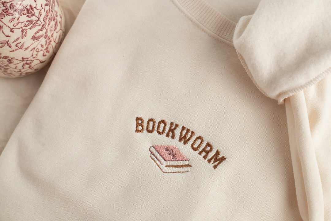 Embroidered Bookworm Sweatshirt, Embroidered Book Lover Sweatshirt, Sweatshirts for Book Club, Book Gifts, Book Club, Sweatshirt, BOOK-C-97