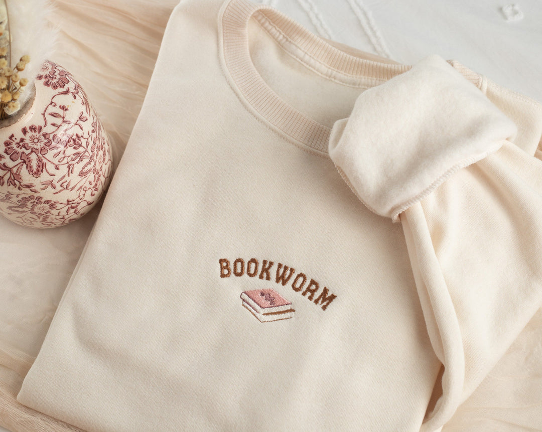 Embroidered Bookworm Sweatshirt, Embroidered Book Lover Sweatshirt, Sweatshirts for Book Club, Book Gifts, Book Club, Sweatshirt, BOOK-C-97