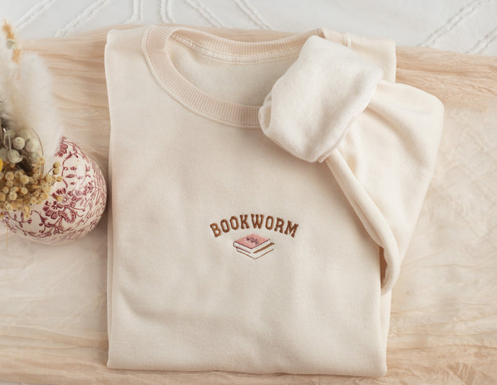 Embroidered Bookworm Sweatshirt, Embroidered Book Lover Sweatshirt, Sweatshirts for Book Club, Book Gifts, Book Club, Sweatshirt, BOOK-C-97