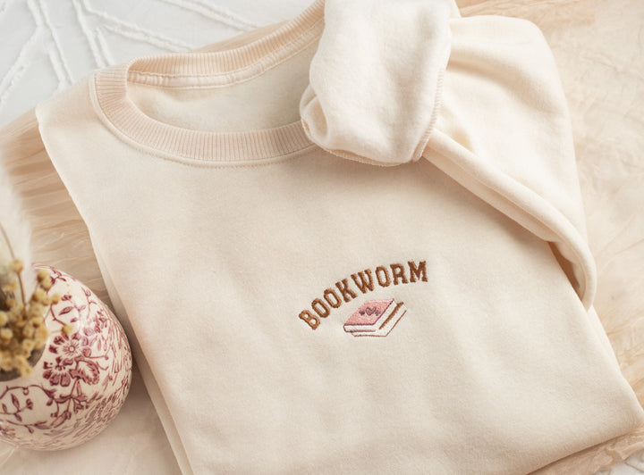Embroidered Bookworm Sweatshirt, Embroidered Book Lover Sweatshirt, Sweatshirts for Book Club, Book Gifts, Book Club, Sweatshirt, BOOK-C-97